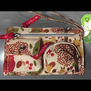 Lily Bloom owls and foxes wristlet NWT